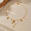 18K Goldplattiertes Kleeblatt Perlen Y-Tropfen Halskette, Zierliches Buntes Zirkon Station Choker für Damen, Trendiger Schmuck