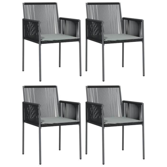 VidaXL Chaises de jardin et coussins lot de 4 noir 54x60,5x83,5 cm 3187091
