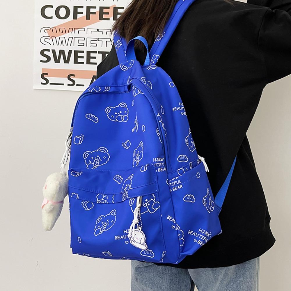 

Cartoon Bear Girl Backpack Zipper Shoulder Bag Portable Book Bag Students