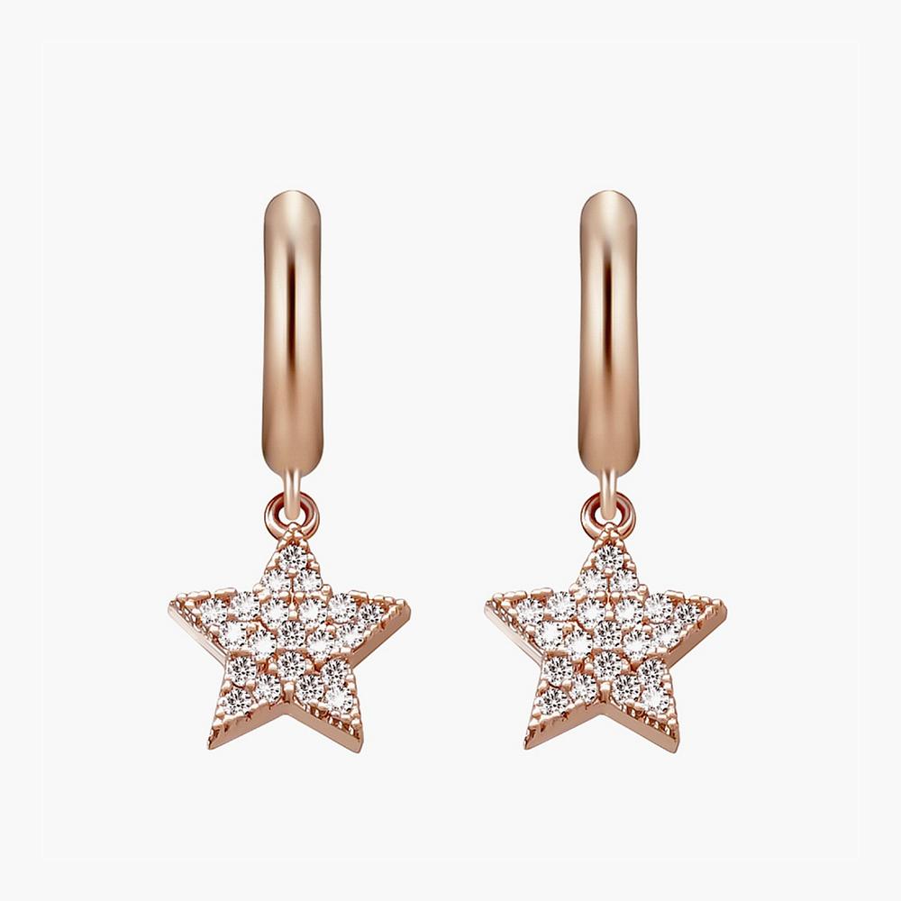 Monograph Star Classy Earrings Mger0387 14K Gold Plated (Rose Gold)