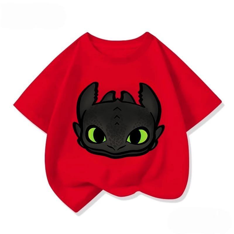 Cozy Kids Short Sleeve Tee Trendy Round Neck Adorable How To Train Your Dragon Pattern Cute Street Daily Wear 3 14