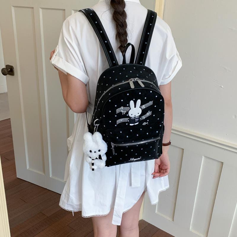 Schoolbag Source Manufacturer New Cute Rabbit Gypsy Backpack Large Capacity Backpack Simple Versatile Polka Dot Schoolbag