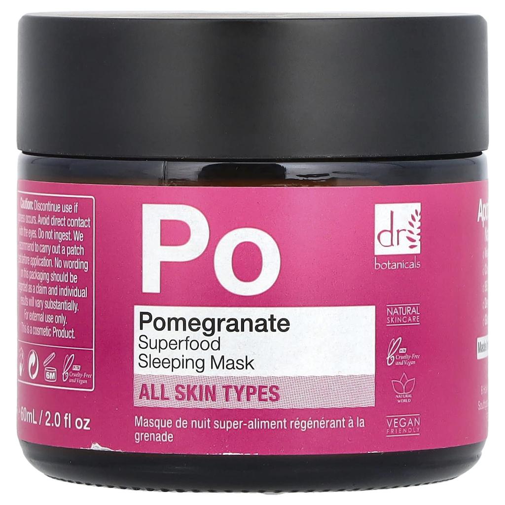 DR. BOTANICALS Superfood Sleeping Beauty Mask, Pomegranate, 2 Fl Oz (60 Ml)