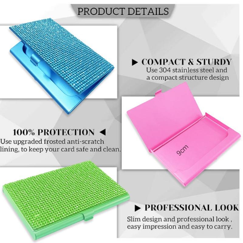 1PC Metal Rhinestone Business Card Clip Drill Business Card Case