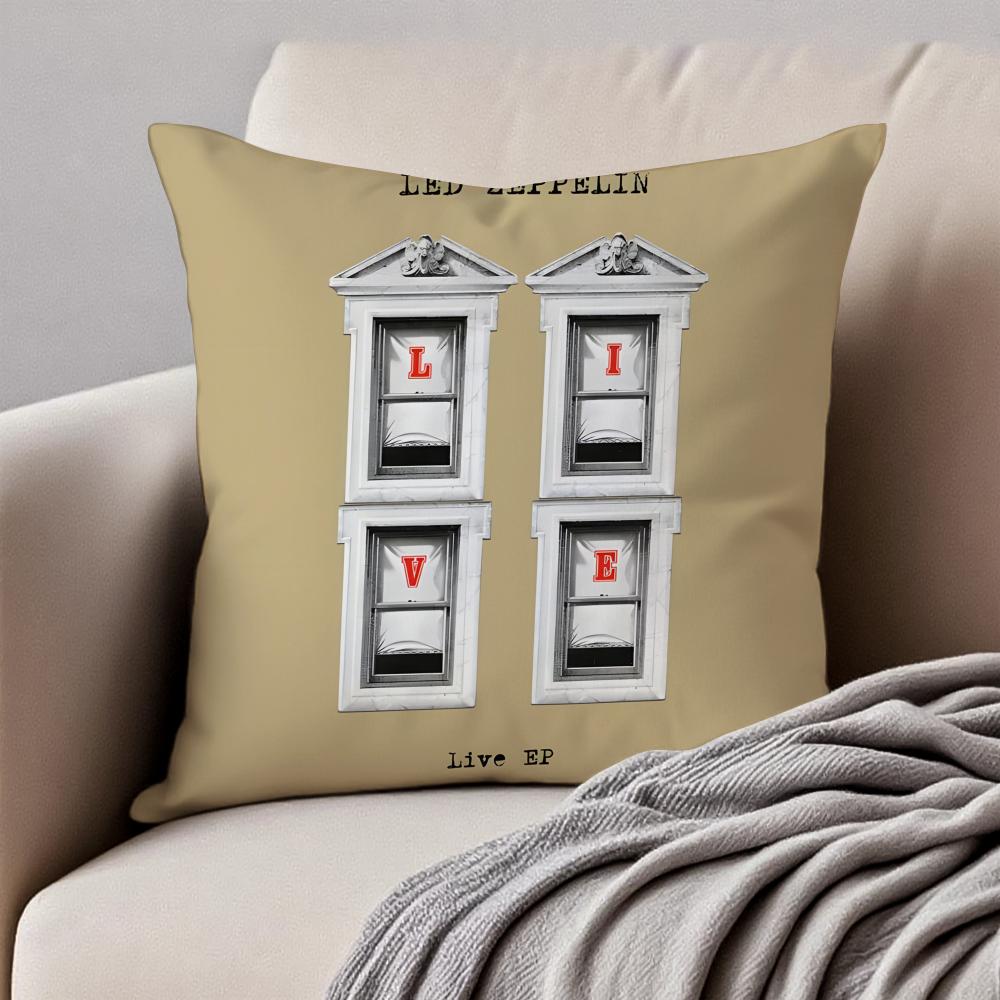 Rock British Rock Band Led Zeppelin Cushion Cover Pillowcase Antidustmite Invisible Zipper Short Plush Sofa Cushion