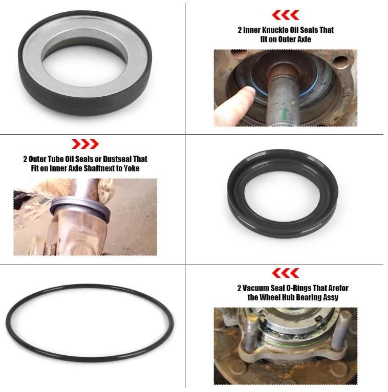 Front Axle Knuckle Tube & Oil Seal Kit for 1998-2004 Ford (50491, 50381, 41784-2)