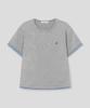 SLOW RECORD HOUSE Layered Check Roll-Up T-Shirt_Gray