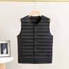 Men's Lightweight Down Vest: Warm Inner Layer with Round and V-Neck Options for Middle-Aged and Elderly.
