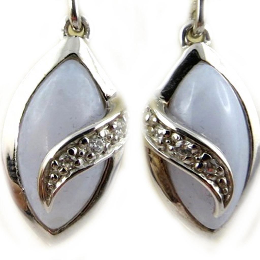 Altesse [F7164] - Dormeuses argent 'Scarlett' bleu opalescent