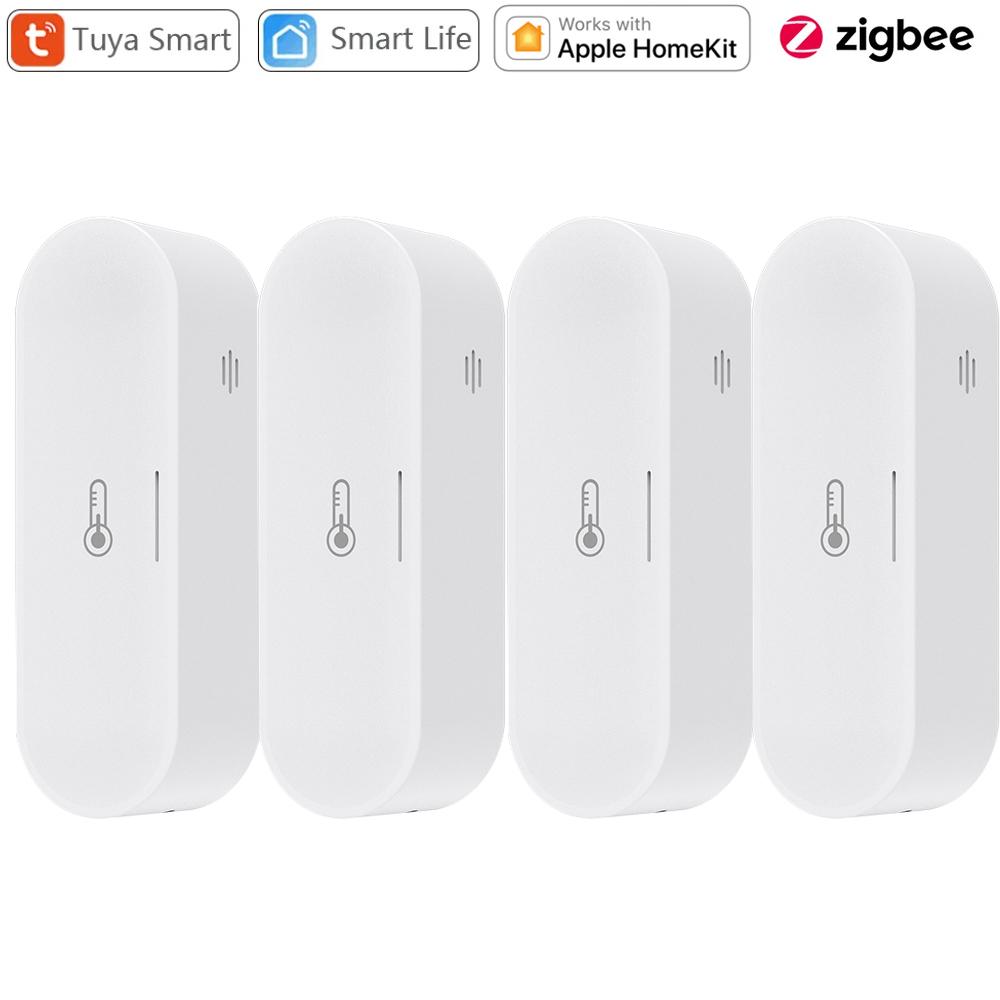 Tuya Zigbee Smart Temperature and Humidity Sensor Micro USB / Battery Powered Home Security Work with Homekit Alexa Google Home
