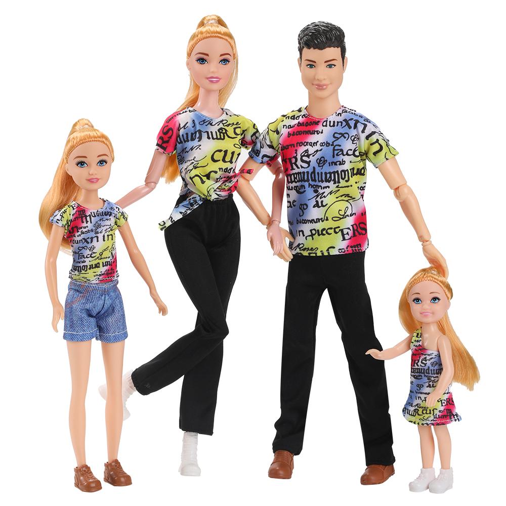 Famiglia 4 Pezzi Bambole Casa dei Giochi per Bambini Giocattolo Bambola Principessa Bambina Famiglia 4 Pezzi Grande Piccolo Modello Genitore-Figlio Fratello Sorella Modello Giocattolo