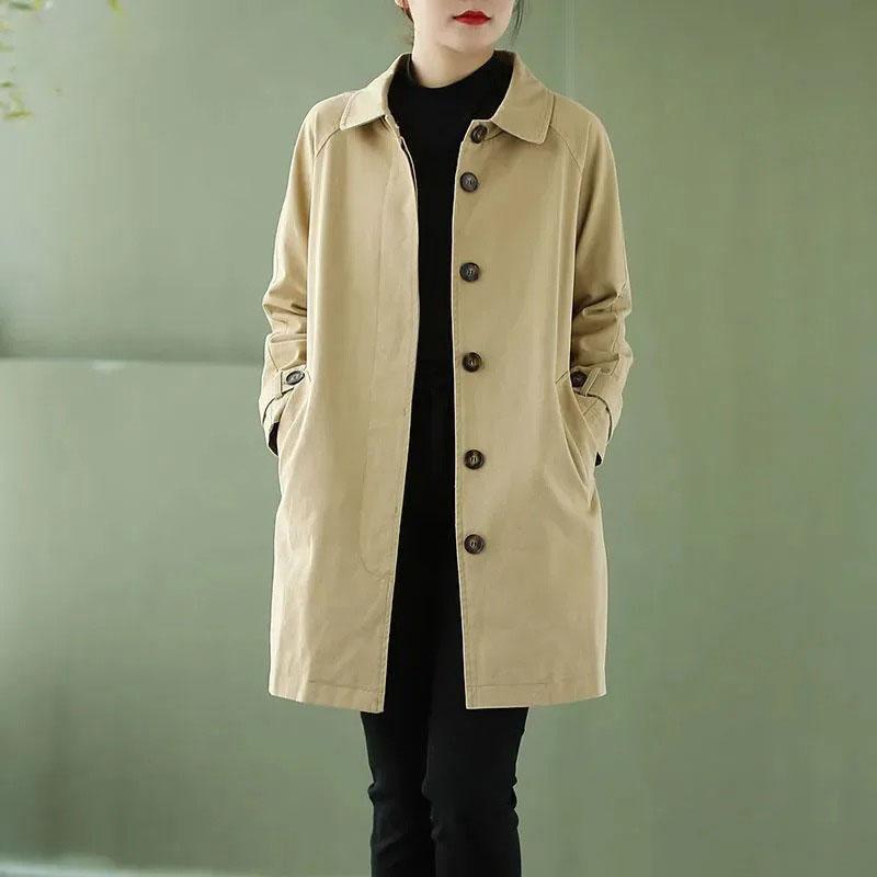 Women Windbreake Fashion Spring Classics Women's Loose Coat Casual Long Cargo Trench Jacket Oversized
