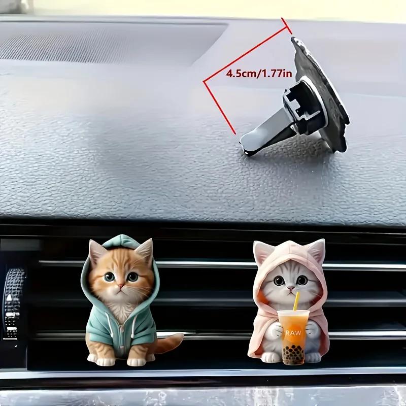 1/2pcs Cute Cat Acrylic Car Aromatherapy, Long-lasting Fragrance, Vent Clip, Decorative and Aromatherapy Clip Air Freshener