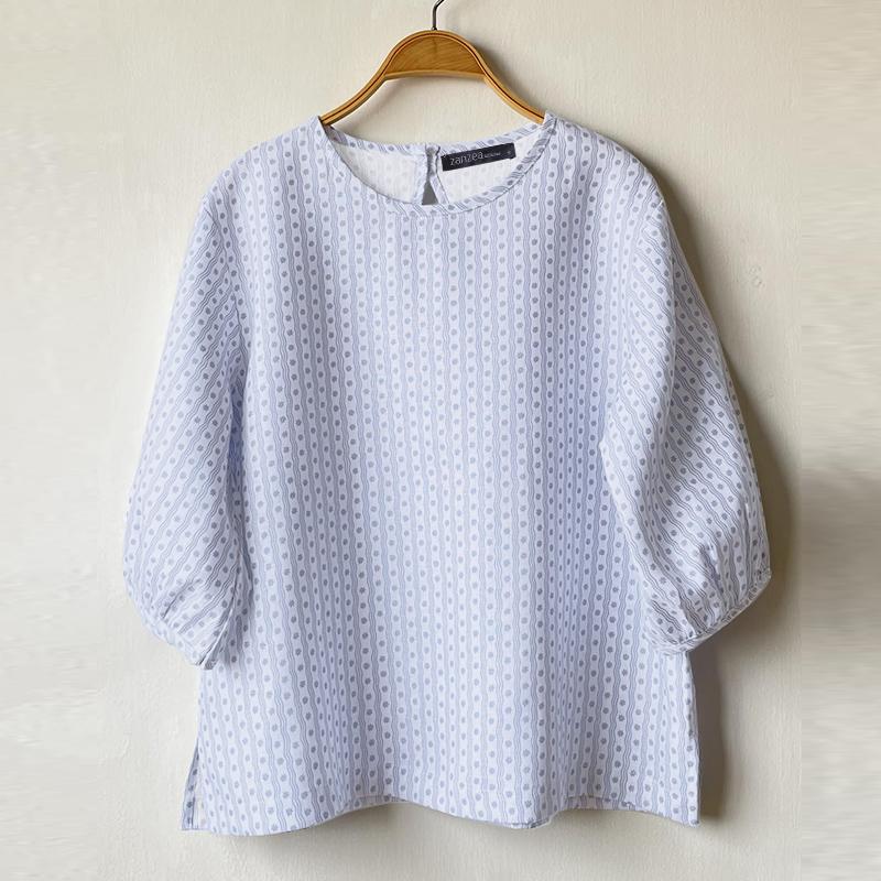 ZANZEA Women Casual Round Neck 3/4 Sleeve Loose Print Blouse