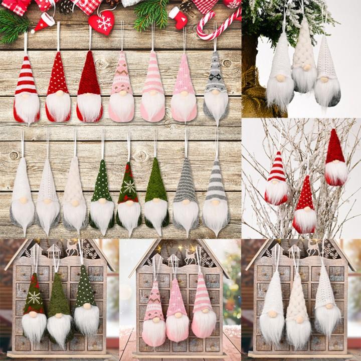 Knitted Woolen Christmas Gnome Doll for Elf Doll Xmas Tree Hanging Decoration Made with Fabric and Artificial Wool