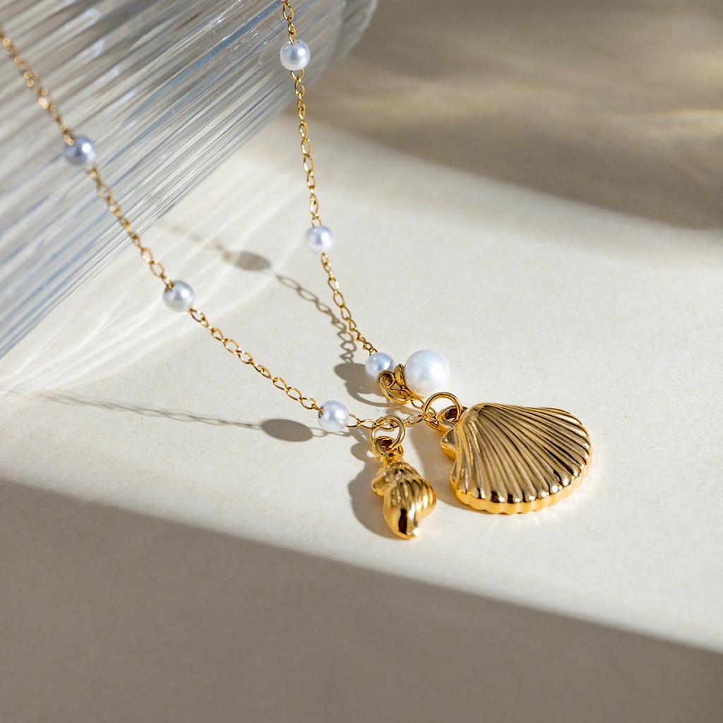 MHS.SUN Seestern Muschel Muschel Anhänger Halsketten Für Frauen Männer Edelstahl Trendige Kette Choker Strandparty Schmuck Sommer