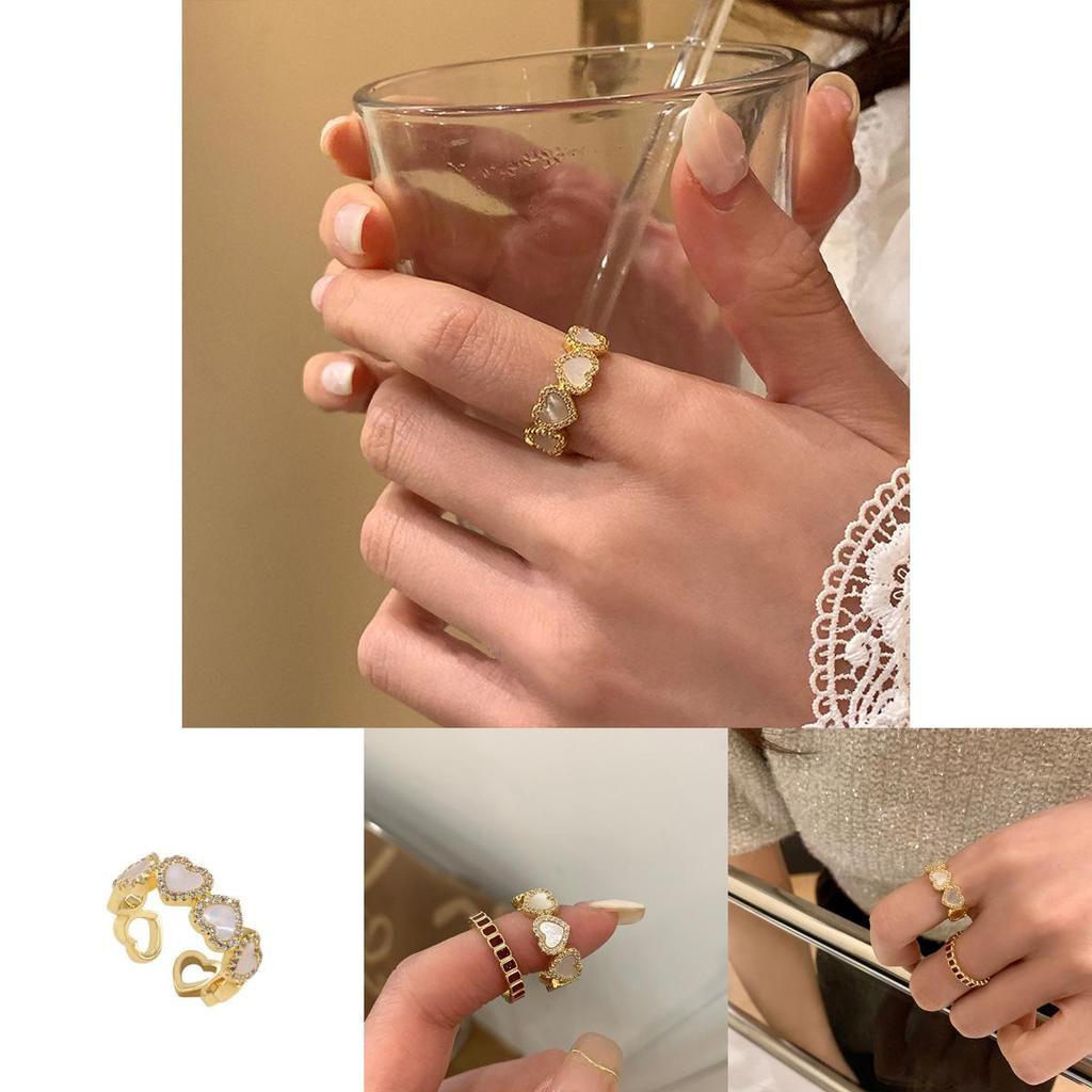 Stylish Shell Heart Ring For Women With Elegant Geometric Design And Adjustable Size