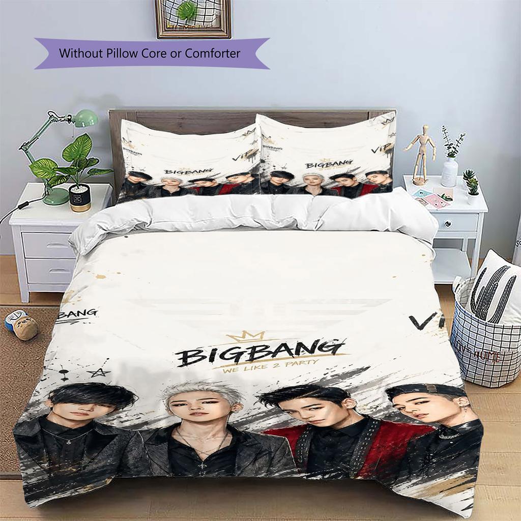BIGBANG Pattern Bedding,Quilt Set Quilt Cover Pillowcase Home Birthday Gift(1 * Duvet Cover + 2 * Pillowcase, Without Core)