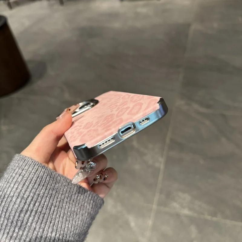 Luxury Soft Silicone Leather Leopard Print Phone Case For iPhone 11 12 13 14 15 16 Pro Max 16 Plus Shockproof Bumper Cover