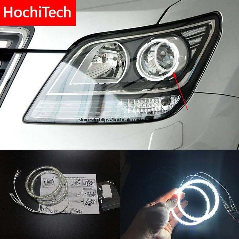 

HochiTech для Kia Borrego Mohave 08-10 Ультра яркие светодиодные ангельские глазки SMD белые 2600Лм 12В комплект колец дневные ходовые огни DRL белый