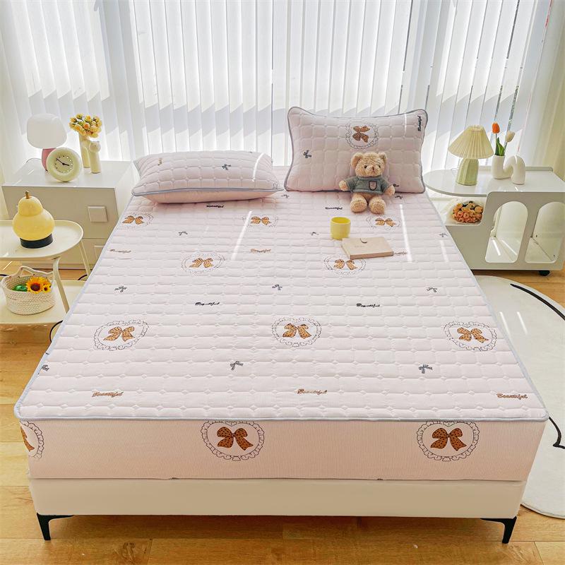 Einfarbiger, gesteppter, rutschfester Matratzenbezug – verdicktes, gebürstetes All-Inclusive-Laken für Simmons-Betten