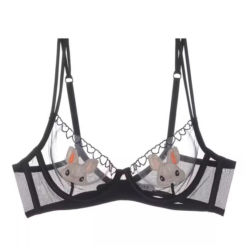 Cross-Border Sexy Bunny Sheer Underwear Set for Women: Slimming, Enhancing Bra for a Pure Desire Look