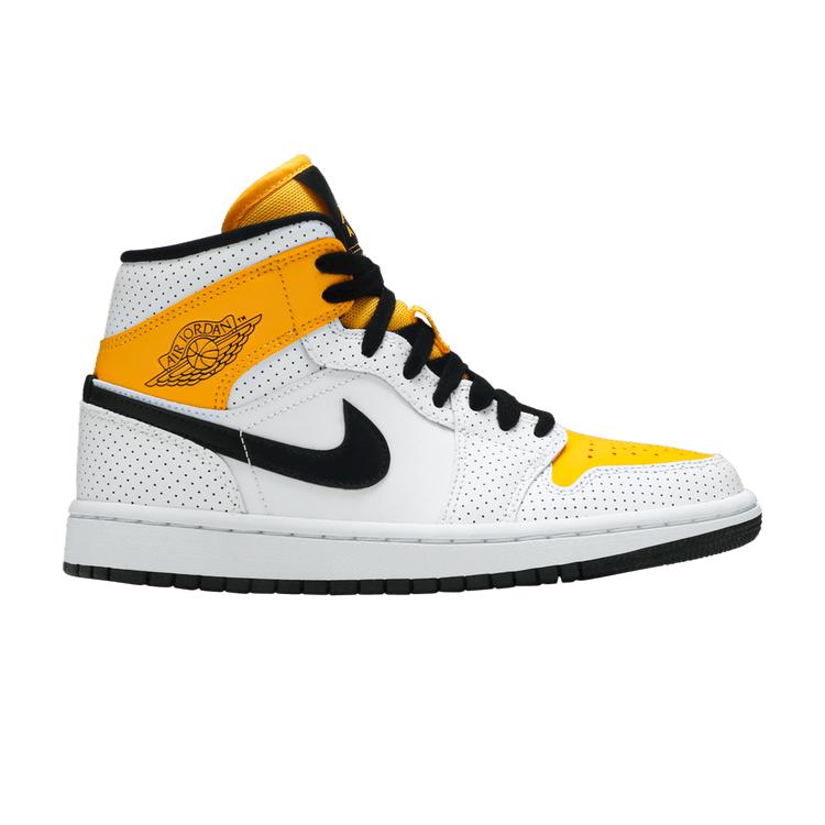 Wmns Air Jordan 1 Mid Perforated - White University Gold 36.5