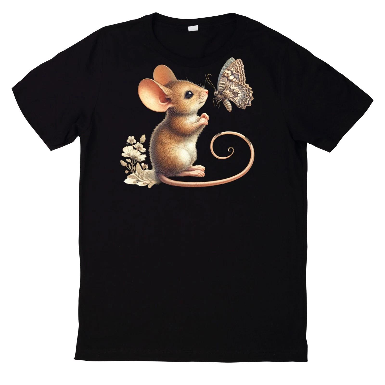T-Shirt Maus und Schmetterling Motiv XS