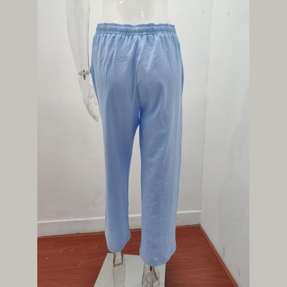 GMXIA Women's Big Size Loose Cotton Linen Casual Trousers