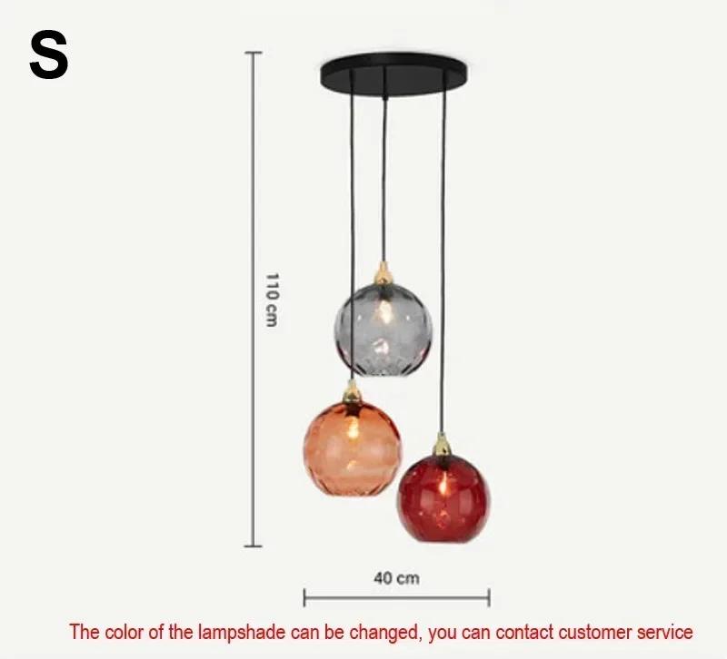 Nordic Luxury Colorful Glass Pendant Light Modern Living Room LED Chandelier Classical Glass Lampshade Home Decoration Gloss