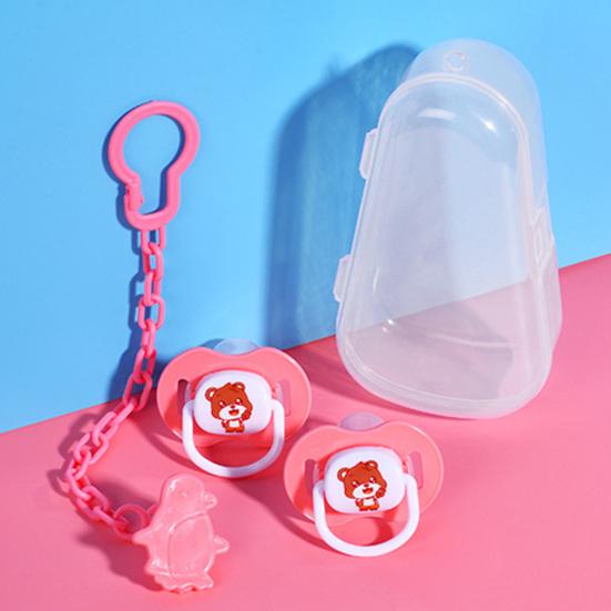 1 Juego de chupete para bebé, diseño de dibujos animados, comodidad emocional, sin BPA, tetina de silicona suave para bebé, regalo para recién nacido