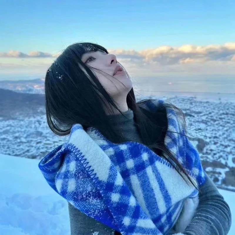 

WTEMPO Women s Retro Elegant Printed Scarves Cold-proof Windproof Warm Outdoor Scarves Autumn Winter Casual Versatile Scarf Shawls 1pc синий