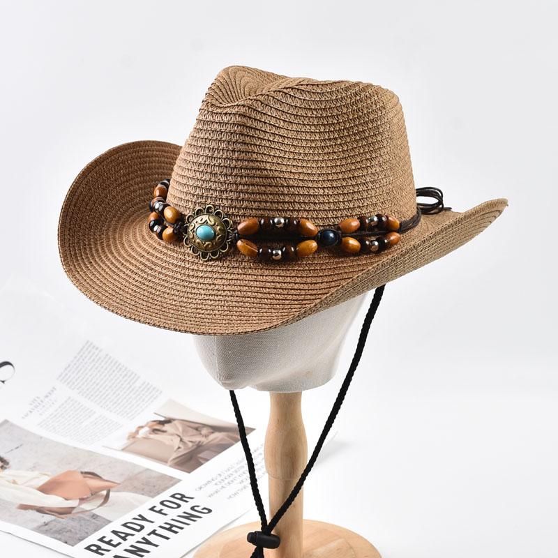 Straw Western Cowboy Hat For Woman Men Foldable Wide Brim Summer Sun Hats Outdoor Vacation Beach Cowgirl Hat