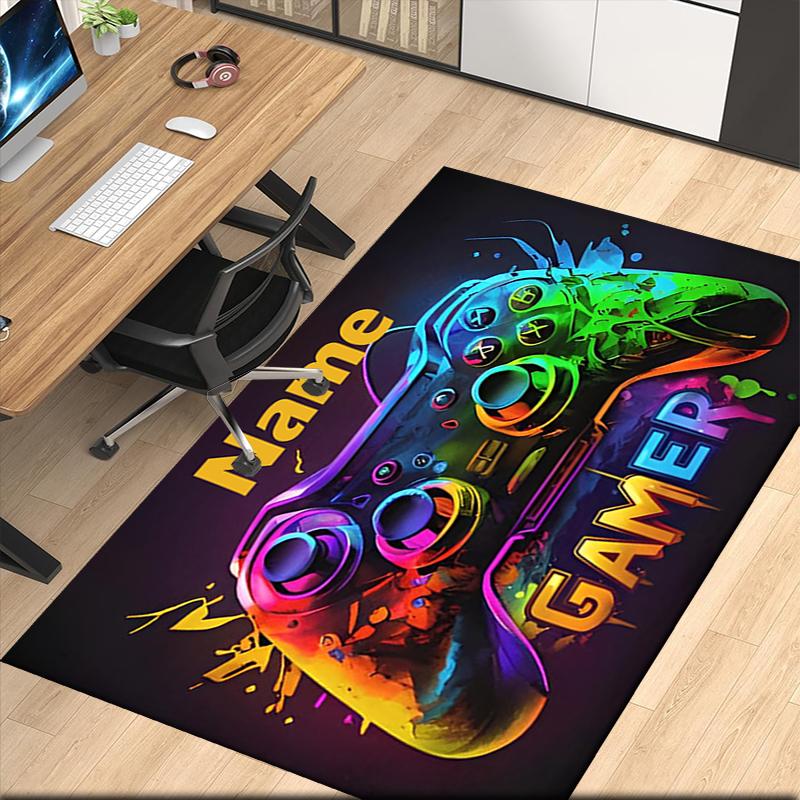 Custom Name Game Controller Printed Carpet, for Office Chair Living Room Bedroom Kitchen Room Decor Gifts.