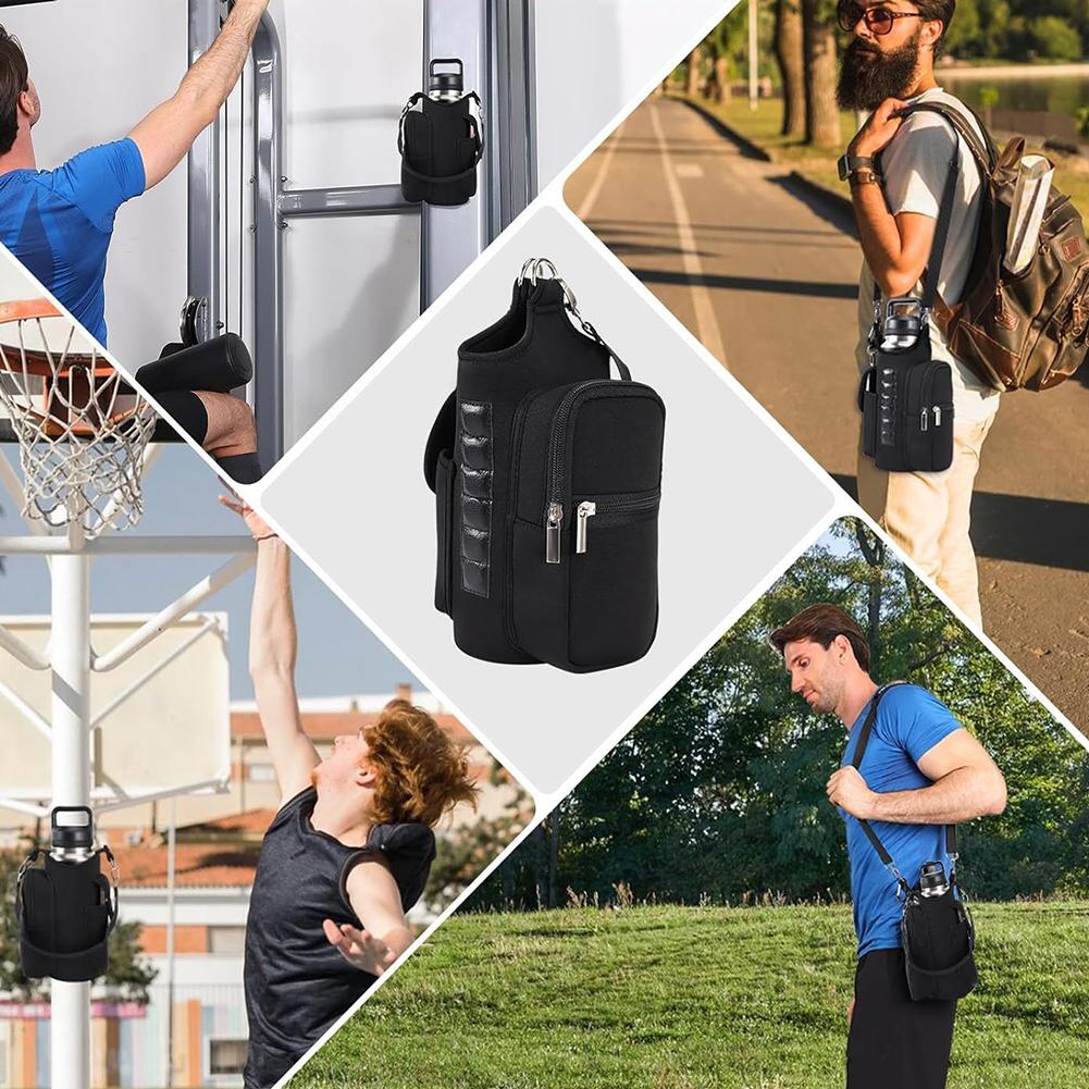 Magnetic Gym Sling Bag Water Bottle & Phone Holder Portable Crossbody Water Bottle Bag For Outdoor Sports Fitness Cup Holder Bag