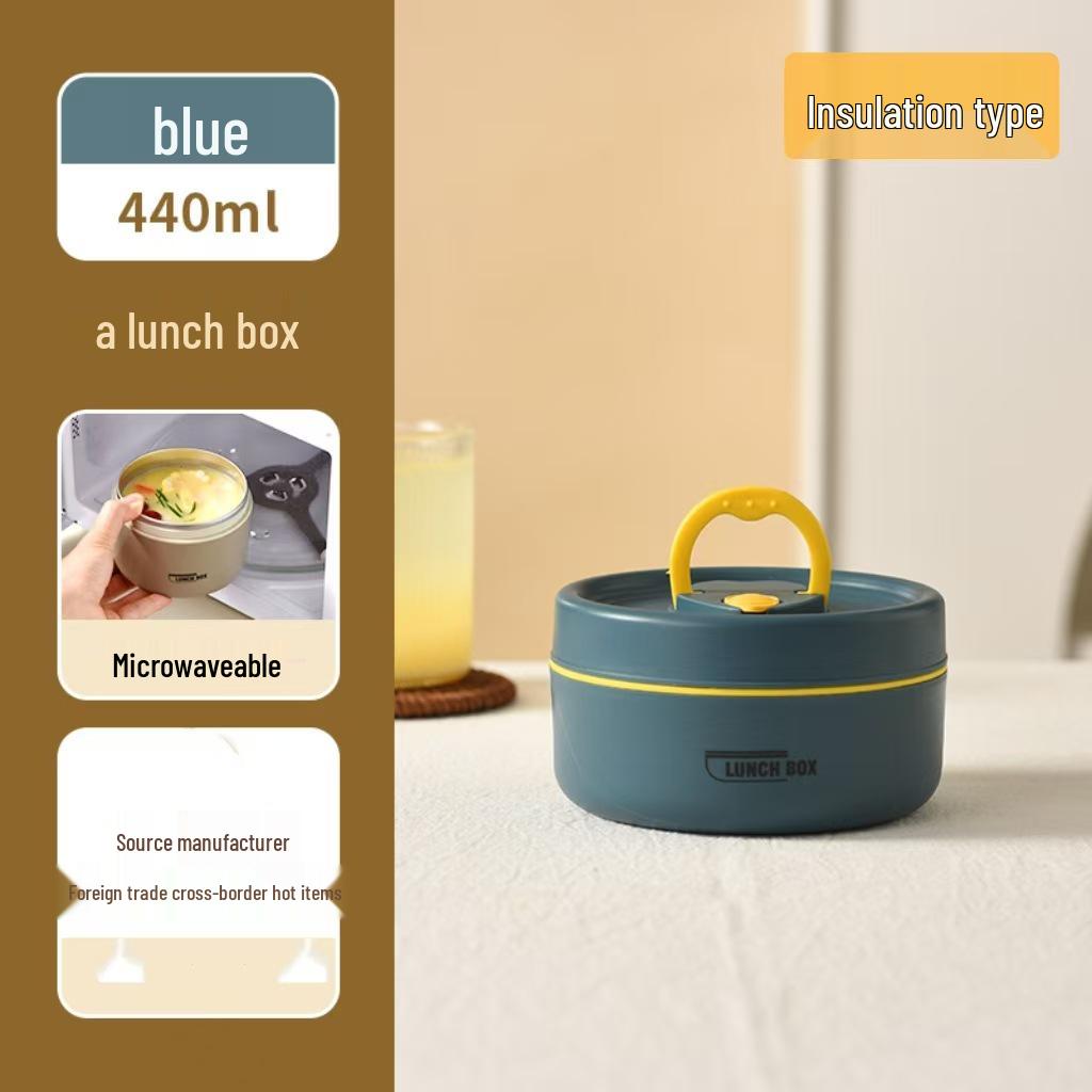 304 Stainless Steel Insulated Lunch Box with Lid, Microwave-Safe Soup Bowl Bento for Office Workers Microwave