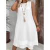 YYFS Women's Fashion Summer Spring Solid Color Print Sleeveless V-Neck Loose Waistline Casual Dresses