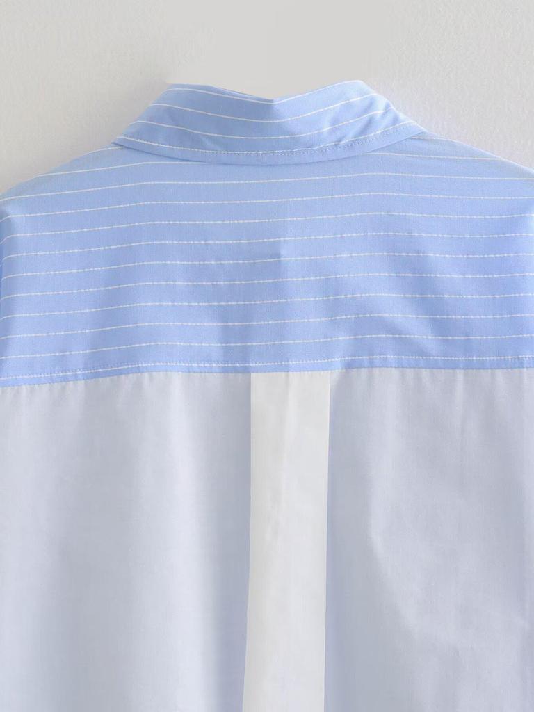 Spring 2025 Women's Striped Color Block Shirt & Shorts Set - European/American Style