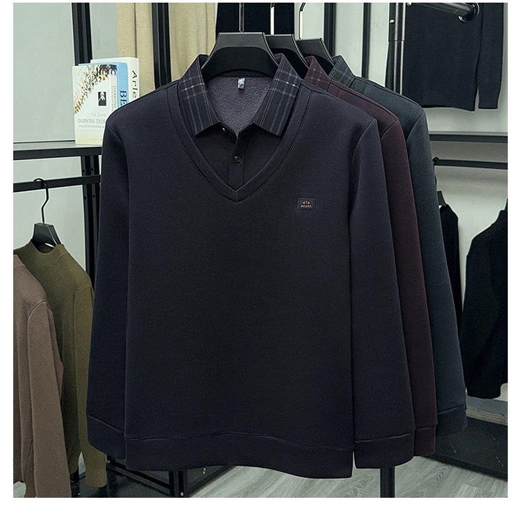 Men's 2025 Winter Premium Long-Sleeve Polo with Wool & Silk Fleece Lining, High-End Casual Base Layer