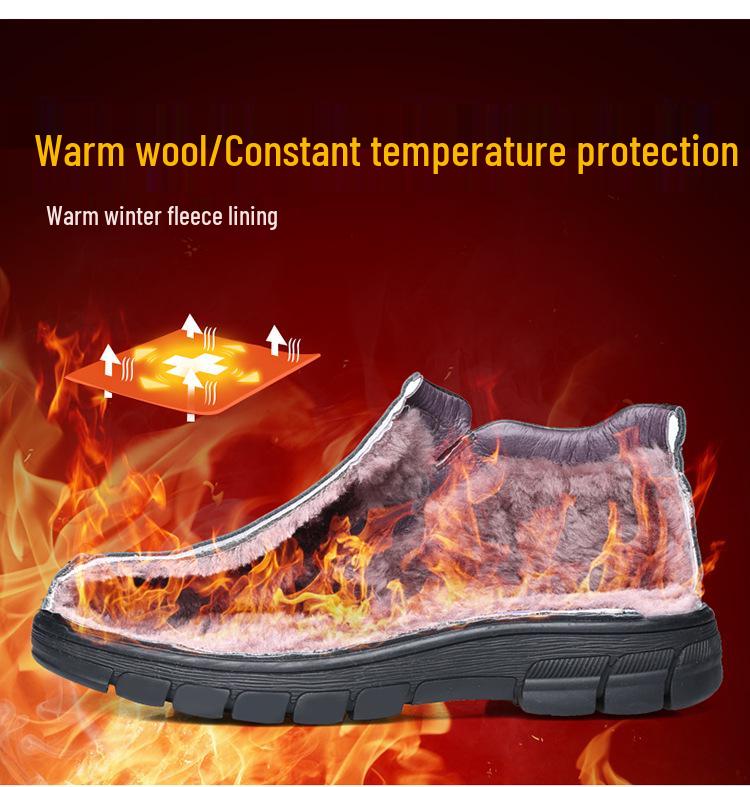 Men's High-Top Leather Shoes, Thick-Soled and Warm, for Middle-Aged, Style QN2788-6