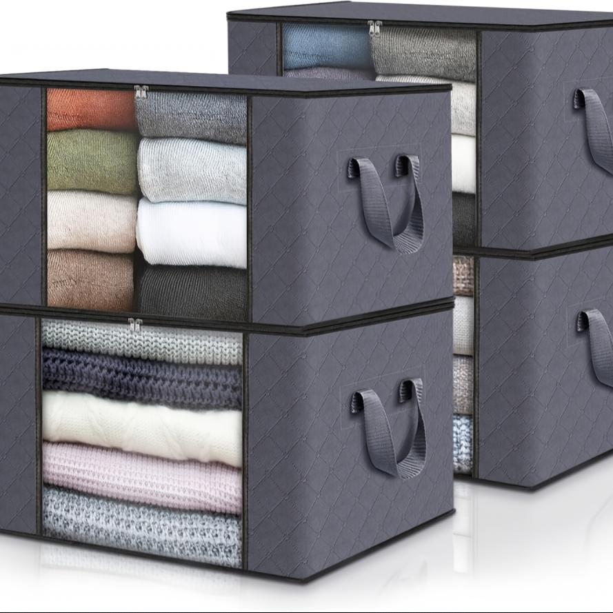 2/4/6 Pack Storage Bags with Handles, Clothing Protection Bags For Bedding, Quilts, Clothing, And Various Other Storage Needs.