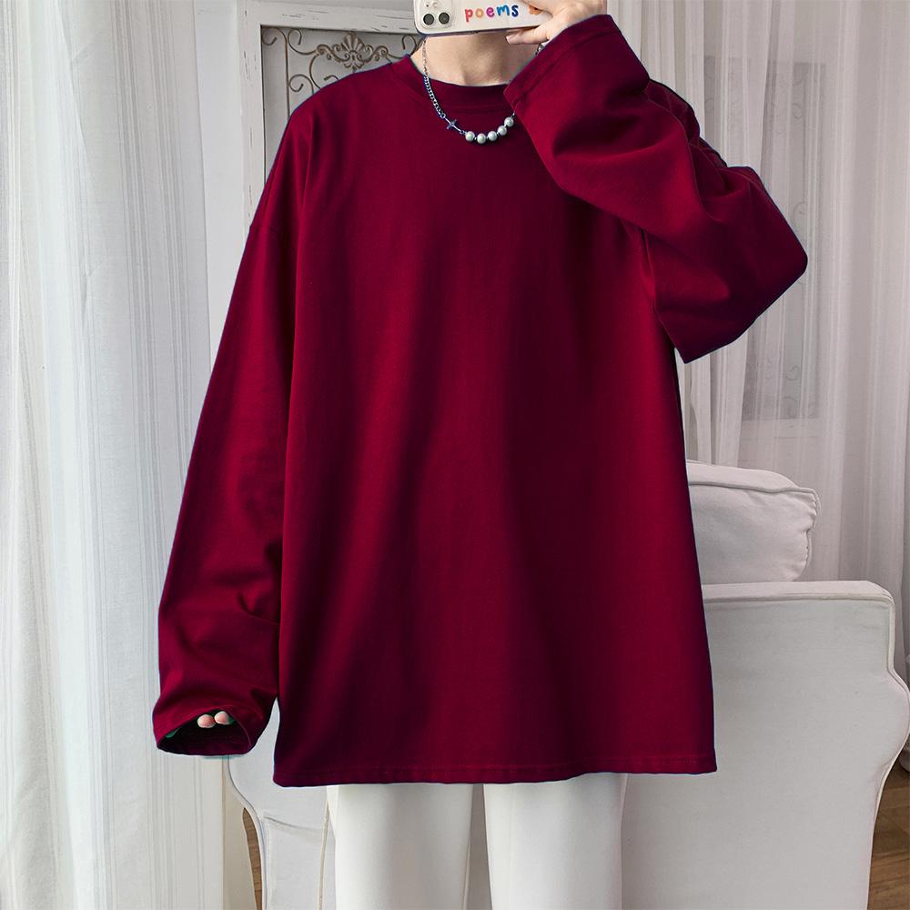 Ανδρικό μπλουζάκι από 100% βαμβάκι Oversize Ανδρικό μπλουζάκι μακρυμάνικο καθαρό χρώμα Ανδρικό μπλουζάκι για ανδρικά γυναικεία μπλουζάκια