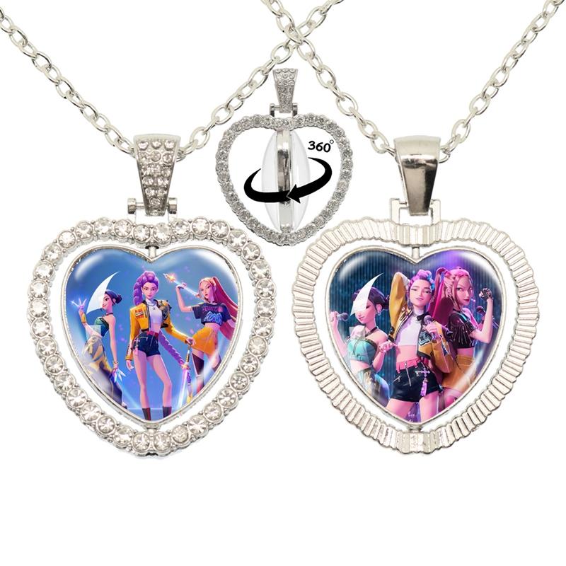 Kpop Dämon Charakter Halskette Herzform Huntri Kpop Anhänger Idol Halskette Fans Geschenk KPop Krieger Armband Anime Schmuck Geschenke