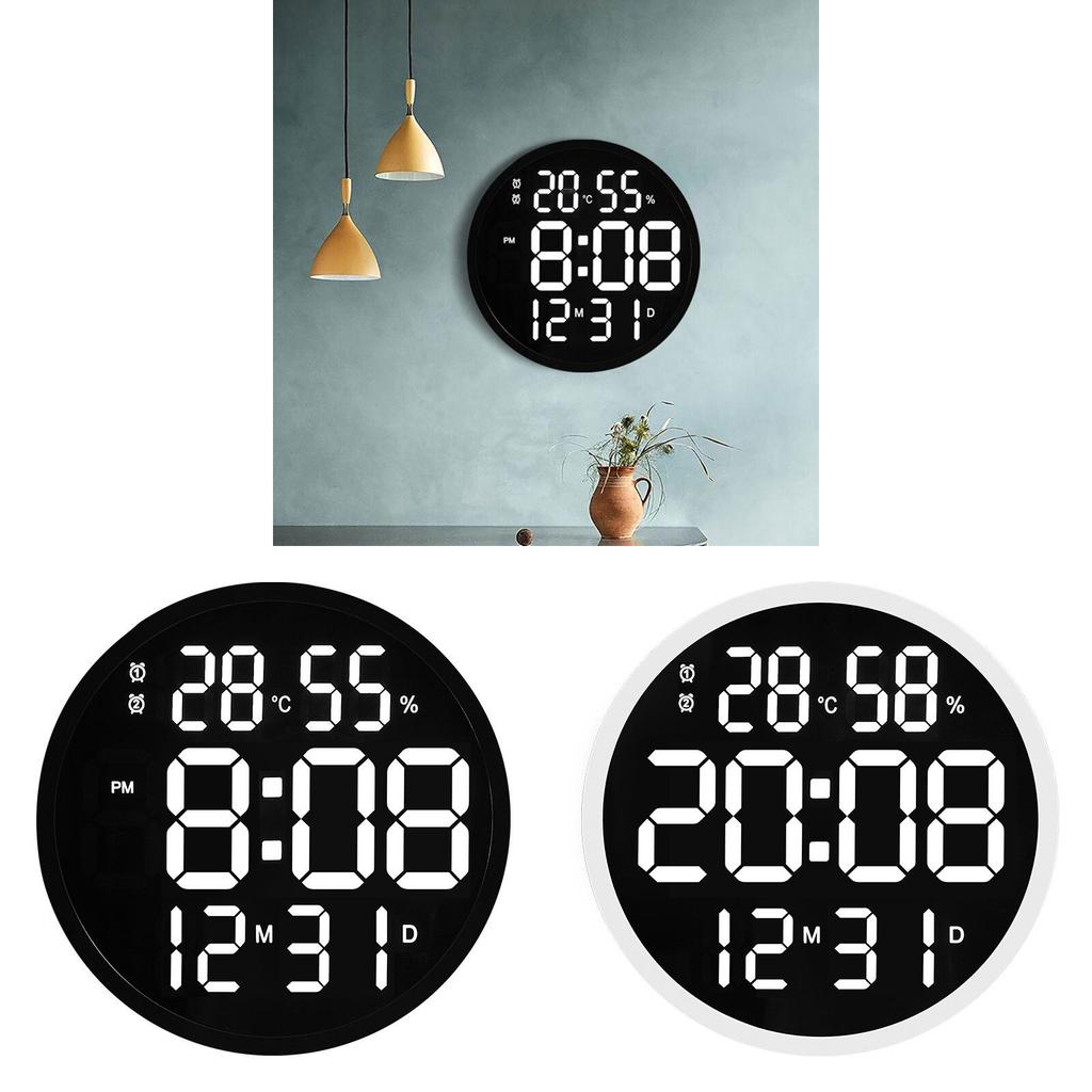 Modern Led Wall Clock With Digital Display And Temperature Sensor For Living Room Decor