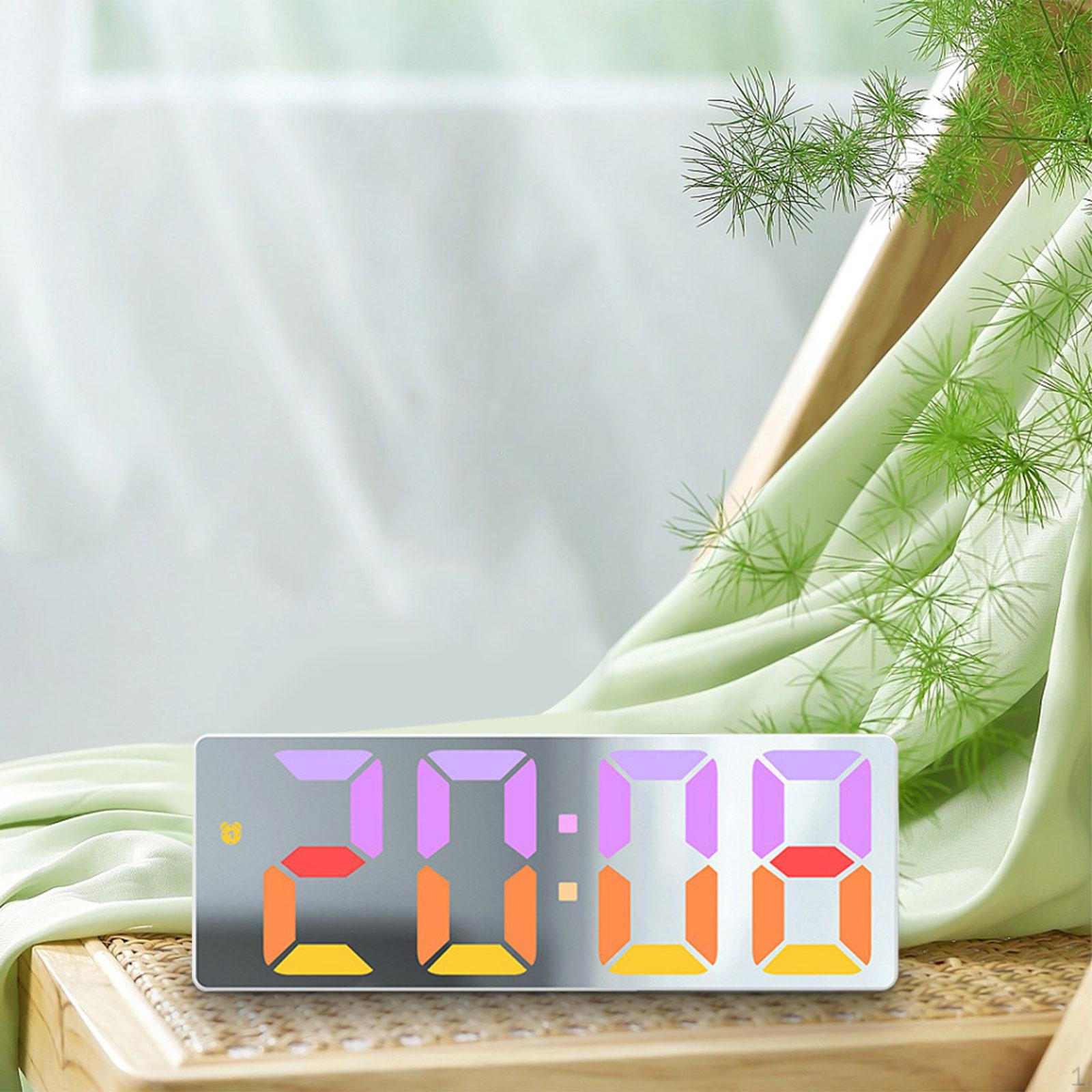 Цифровой будильник Прикроватный 12-часовой/24-часовой, Портативный, Светодиодные электронные часы Светодиодные для спальни, Будильник белый