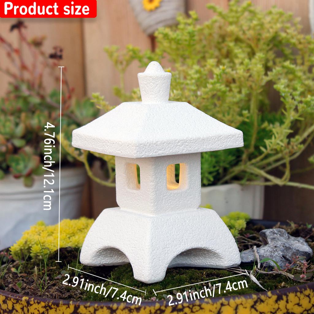 Japanese Lantern Pagoda Statues LED Lights Zen Garden Accessories for Home Mini Meditation Fish Tank Yard Aquarium Bonsai Decor