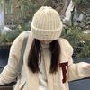 Big head circumference loose round face suitable wool hat women's winter warm face small knitted hat