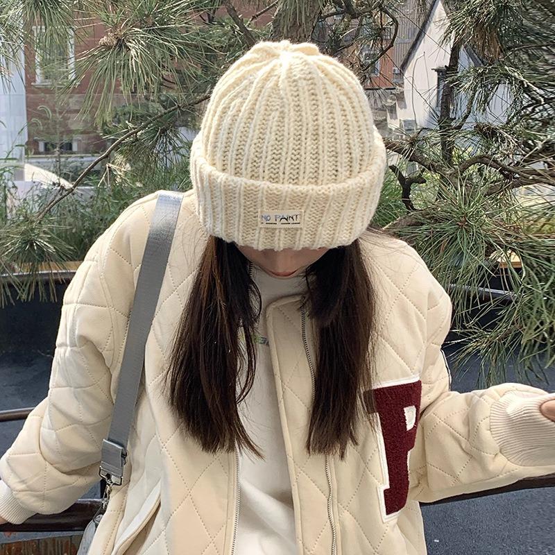 Big head circumference loose round face suitable wool hat women's winter warm face small knitted hat