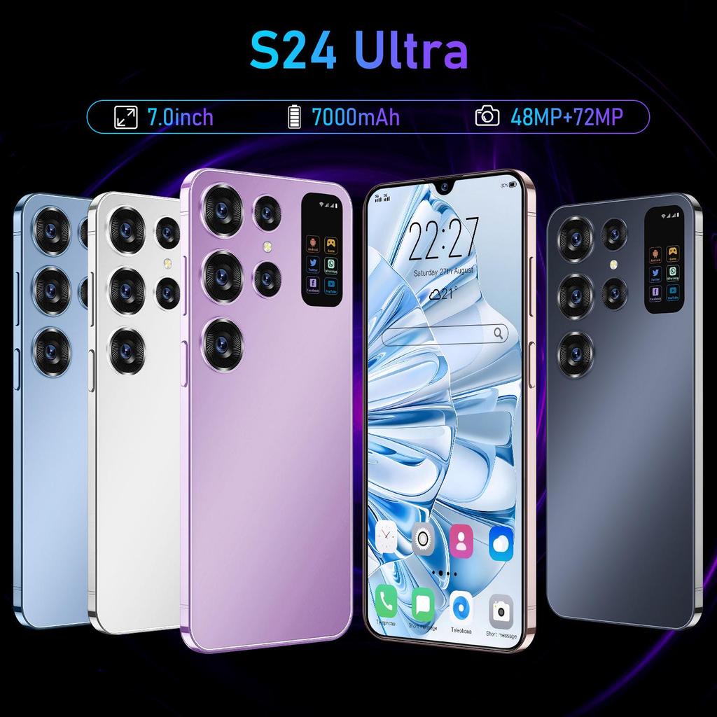 Smartphone S24 Ultra: Schermo HD da 7,0'' con foro passante, 16 GB di RAM, 1 TB di archiviazione