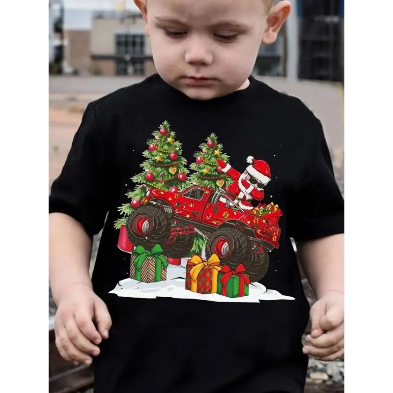 Summer Round Neck 3D Cute Cartoon Christmas Printed T-shirts Fashionable Casual Short Sleeved Children's Boy and Girl Kids Unisex T-shirts